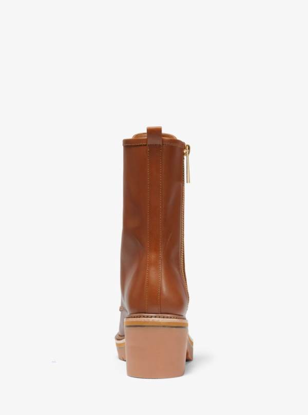 Damske Bojové topánky Michael Kors Anaka Leather Hnede - Topanky Michael Kors Obchod | SOLTA-6130